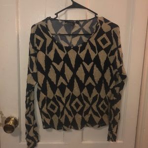 Navy and Cream long sleeve tribal print